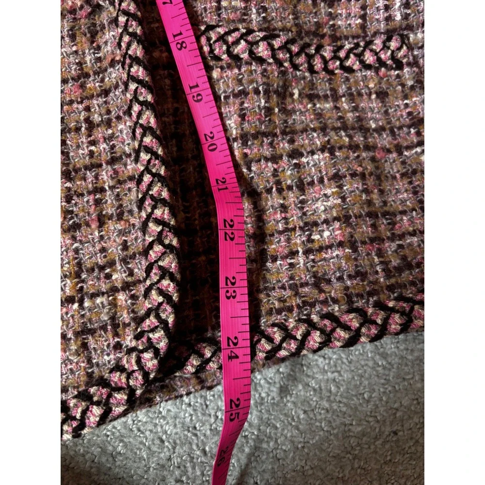 Bigio Collection Skirt Suit 10 Brown Pink Tweed Braided‎ Trim Professional Set